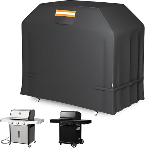 EVRBUL Grillabdeckung Wetterfest Gasgrill Abdeckhaube Gasgrill Abdeckplane Wasserdicht Strapazierfähigem 420D-Gewebe UV-Beständig Grillabdeckung Staubdicht Reißfest BBQ Cover 149 x 63 x 122cm von EVRBUL