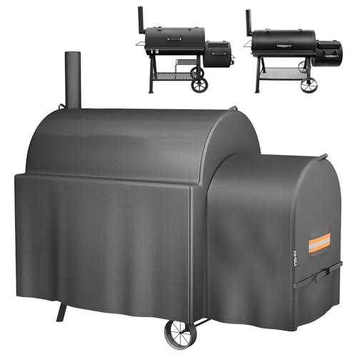 EVRBUL Raucherrahmenabdeckung Kompatibel mit Oklahoma Joe's Longhorn Highland Offset Smoker, Außenwasserdichte Grillabdeckung, Heavy Duty 420D BBQ Abdeckung, 162L x 93B x 142H cm, Ersetzt # 8259969P04 von EVRBUL
