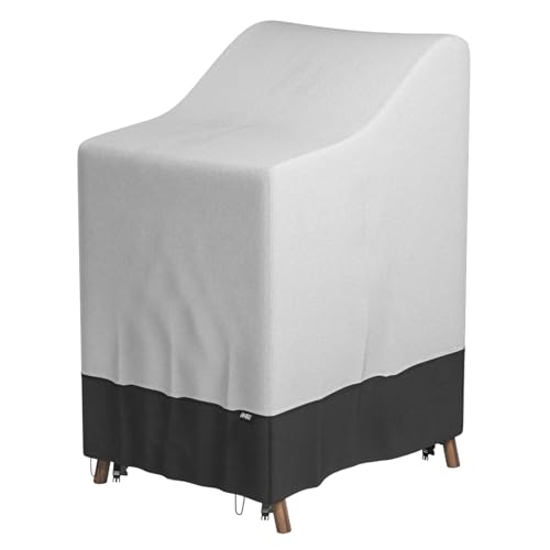 EVRBUL Stapelbare Gartenstuhlabdeckung 420D Robust – Wasserdicht, Allwetterfest, Passt für 4-6 Stapelbare Esszimmerstühle (92L × 71B × 120H cm) von EVRBUL