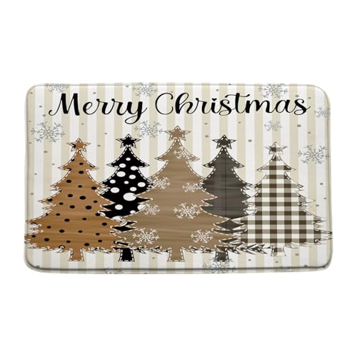 Weihnachtsbaum-Badematte, Boho-Stil, Braun, Weihnachtsbaum, Weihnachtsbaum, Schneeflocke, rustikales Bauernhaus, Urlaub, Frohes neues Jahr, Badezimmermatte, Teppich, Memory-Schaum, Fußmatte, 45,7 x Weihnachtsbaum-Badematte, Boho-Stil, Braun, Weihnachtsbaum, Weihnachtsbaum, Schneeflocke, rustikales Bauernhaus, Urlaub, Frohes neues Jahr, Badezimmermatte, Teppich, Memory-Schaum, Fußmatte, 45,7 x von EVRCVAR