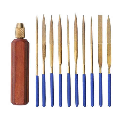 11pcs Kleine Datei -Set -Legierung Juwelers Akten Holzbearbeitung Metall Holz Plastik -Schnitzwerkzeug Rosenholz Hex Shank Tiplated Gold 11pcs Kleine Datei -Set -Legierung Juwelers Akten Holzbearbeitung Metall Holz Plastik -Schnitzwerkzeug Rosenholz Hex Shank Tiplated Gold von EVTSCAN