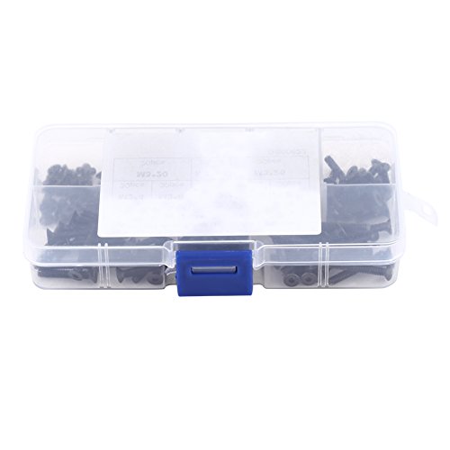 200pcs Box M3 Counterunk Flachkopf Hex Sockel Schraubenschrauben -Maschine Befestigungsset ideal für Office -Geräte Schiffsbaugruppe Schwarz von EVTSCAN