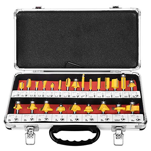 24 pcs Set Mühlenschneider 1/4in Shank Router Bit Set Holzbearbeitungswerkzeug Kit Carpenter Accessoires für verschiedene Holzbearbeitungsbedürfnisse von EVTSCAN