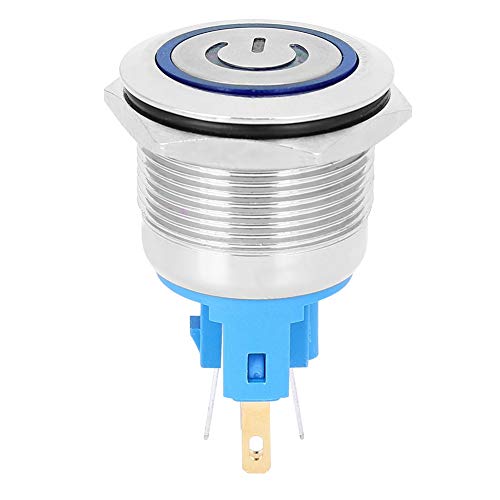 2pcs 22mm AC220V 6-polige Druckknopfschalter IP65-Schutzpegel-Reset-Taste mit Vorzeichen (Blue) von EVTSCAN