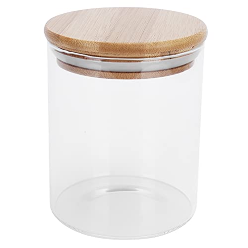 450 ml Holzrunde Aufbewahrungsglas mit Deckel transparenter Glasfutterbehälter für Tee Kaffee von EVTSCAN