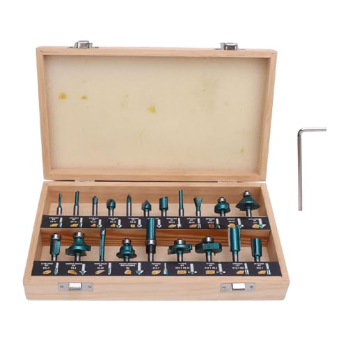 Carbide Router Bit Set Holzbearbeitungsmühlenschneider Zunge und Rille 20 Prozent grün (1/2 Inch Shank) von EVTSCAN