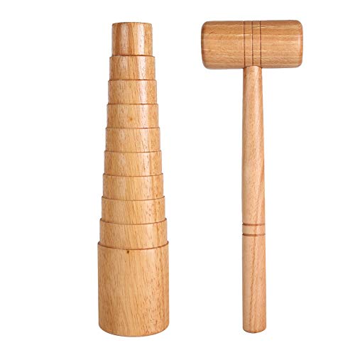 Dorn Sizer Hammer Set, 2 Stück Holz Dorn Sizer Schmuck Schmuck Anpassen Armreif Größe Messung Stick Hammer Werkzeug Set von EVTSCAN