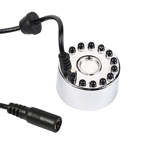 EVTSCAN 24V Farbe LED Nebelmaschine Luftbefeuchter 12 LED Ändern Ultraschall Nebelmaschine Wasserfontäne Teich Zerstäuber LED Vernebler(Adapter is not Included) von EVTSCAN
