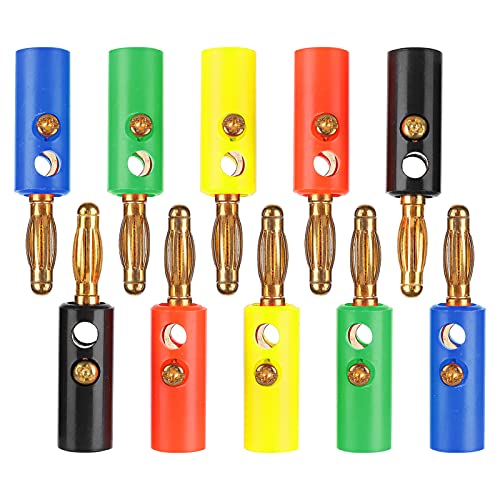 EVTSCAN 2Set U54 4mm Laternenform Bananenstopfen vergoldet mit festen Schrauben rot schwarz gelbgrün blau für elektrische Krafttests von EVTSCAN