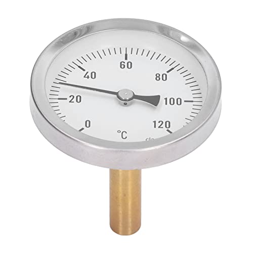 EVTSCAN Bimetall-Thermometer mit 2,5-Zoll-Zifferblatt, 0 bis 120 Grad C, Edelstahl-Thermometer für das Brauen zu Hause, Grillöfen, Klimaanlagen, 1/2-Zoll-BSP-Gewindehalterung von EVTSCAN