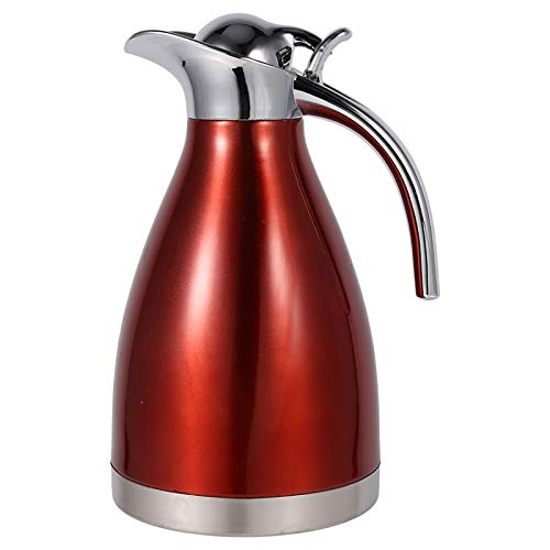 EVTSCAN Edelstahl Kaffee Teekanne Doppelwandige vakuumisolierte Thermo-Krug-Wärmflasche(1.5L-rot) von EVTSCAN