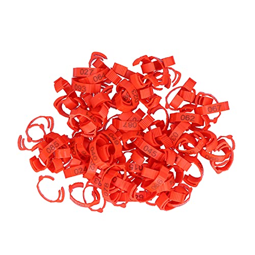 EVTSCAN Geflügelbeinbänder Clip auf Zahlen Fußringe 100 PCs Bag Hühnermaterial OrangeRed von EVTSCAN