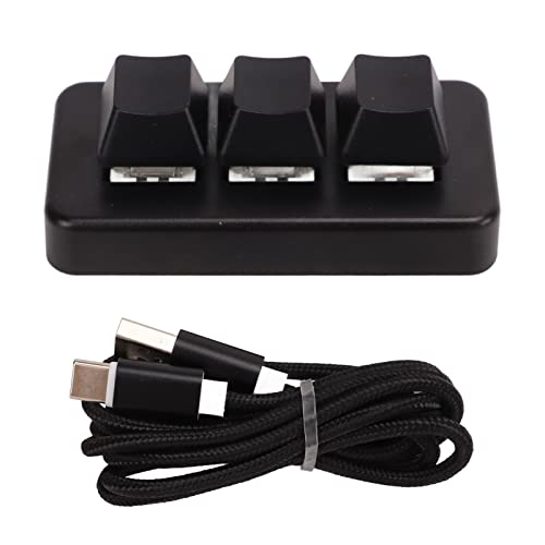 EVTSCAN Mini 3 Taste Steuerung Tastatur USB -Kabel benutzerdefinierte Knauftastatur -Programmiermakro -Tastatur Kleine Kompakt -Praktikum -Installation ABS LED Light Effects von EVTSCAN