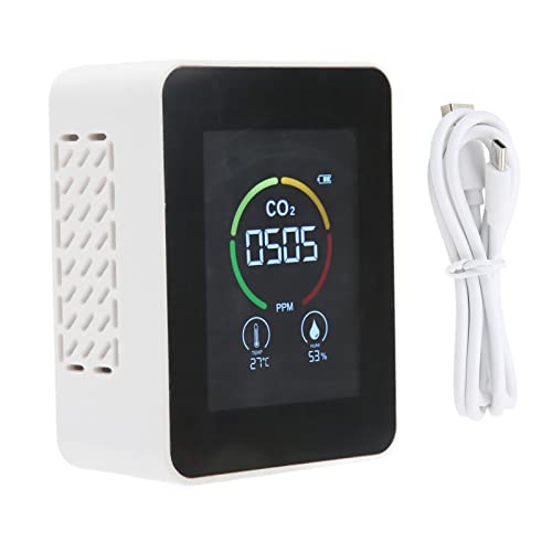 Kohlendioxiddetektor großer Bildschirm -Halbleitersensor -Luftqualitätsmonitor mit Temperaturfeuchtigkeitstests für Zuhause (White) von EVTSCAN
