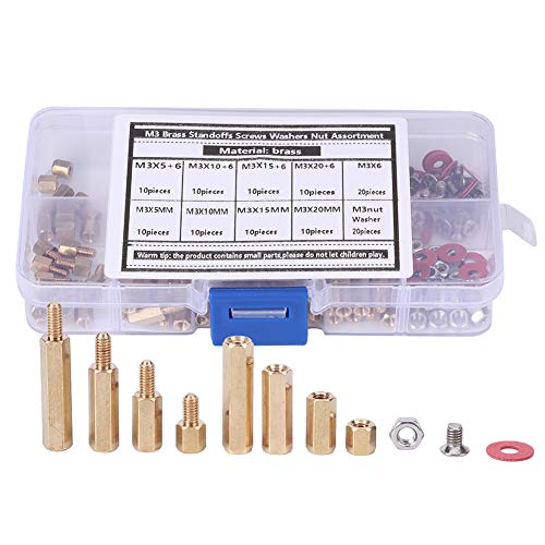 M3 Messing -Stillstand Schrauben Waschmaschinenmutter 140pcs Sortment Hex Set Hardware Zubehör Kit Organizer Computeranschlüsse von EVTSCAN