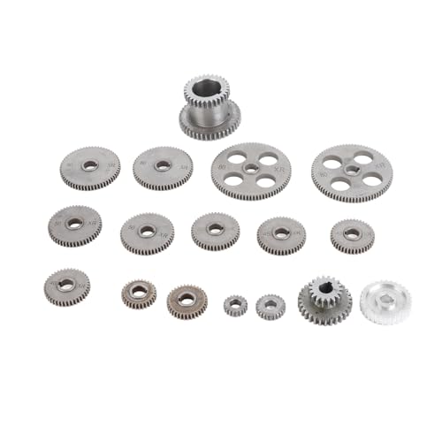 Metall Exchange Gear Kit 18pcs Drehverschneidemaschinengetriebe mit Motorriemenscheibe HT250 Graues Eisen für die Metallbearbeitung von EVTSCAN