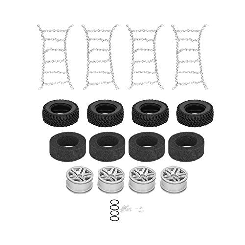 Metallradreifen Schneekettenschwamm Reifen -Upgrade -Teile für MN86 RC -Auto (Silber) von EVTSCAN