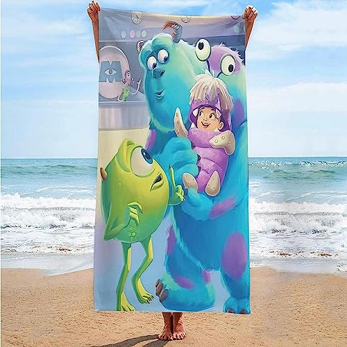 EVURU Monster Power Grid Cartoon Movie, Schnelltrocknend Sandfreie Strandtuch Mikrofaser Badehandtuch Tragbares Handtücher Perfekt für Reisen, Strand und Yoga (09,70x140cm) von EVURU