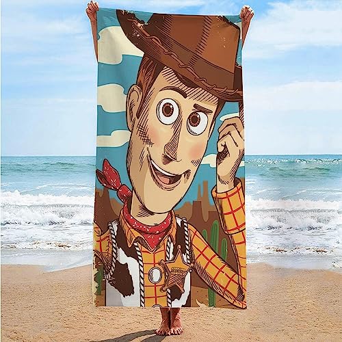 EVURU Toy Buzz Woody Cartoon Movie, Schnelltrocknend Sandfreie Strandtuch Mikrofaser Badehandtuch Tragbares Handtücher Perfekt für Reisen, Strand und Yoga (17,90x180cm) von EVURU