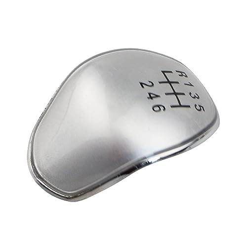 Schaltknäufe, EVURU Silber Schwarz Auto Schaltknauf Abzeichen Emblem Kappe Abdeckung 5/6 Geschwindigkeit for Ford Focus MK2 MK3 Fiesta MK7 B-max C-max Galaxy Kuga (Size : 6 Speed Silver) von EVURU