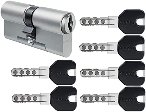 EVVA MCS Doppelzylinder mit 6 Design-Schlüssel schwarz, Länge (a/b) 36/46mm (c=82mm), einzigartige Magnet-Technologie, Not-u. Gefahrenfunktion BSZ, Modularbauweise SYMO, Aufbohr-, und Ziehschutz KZS von EVVA