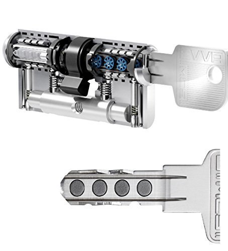 EVVA MCS Hochsicherheits-Doppelzylinder mit 3 Schlüssel, Länge (a/b) 41/56mm (c=97mm), einzigartige Magnet-Technologie (EVVA IKON Entwicklung), Not-u. Gefahrenfunktion BSZ, Modularbauweise, Aufbohr-, Abreiß- und Ziehschutz von EVVA