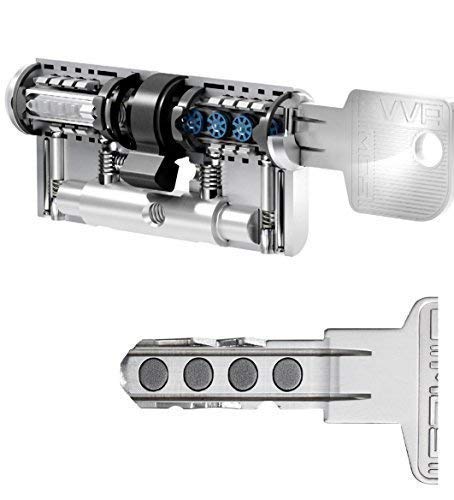 EVVA MCS Hochsicherheits-Doppelzylinder mit 6 Schlüssel, Länge (a/b) 41/51mm (c=92mm), einzigartige Magnet-Technologie (EVVA IKON Entwicklung), Not-u. Gefahrenfunktion BSZ, Modularbauweise, Aufbohr-, Abreiß- und Ziehschutz von EVVA