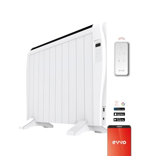 EVVO C10 Heizstrahler, Weiß, 1.500 W, 10 Elemente, WLAN, Fernbedienung, Timer (10 Elemente) von EVVO