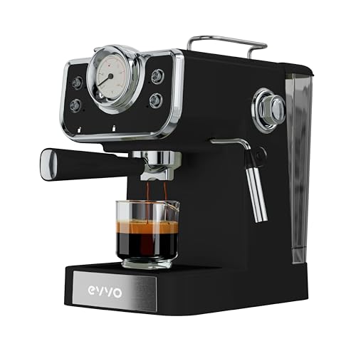 EVVO Intensa Retro Espressomaschine, 18/8 Edelstahl, Schwarz von EVVO