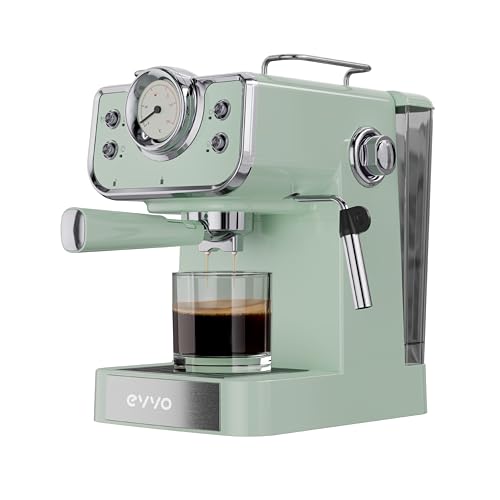 EVVO Intensa Retro Verde Espressomaschine, 18/8 Edelstahl, Meeresgrün von EVVO