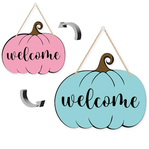 Türschild "Welcome Fall", "Welcome Halloween", wendbares Holzschild für Herbst und Halloween, Kürbis, lustiges Herbst-Gruseljahresdekoration 3007 Türschild "Welcome Fall", "Welcome Halloween", wendbares Holzschild für Herbst und Halloween, Kürbis, lustiges Herbst-Gruseljahresdekoration 3007 von EVXID