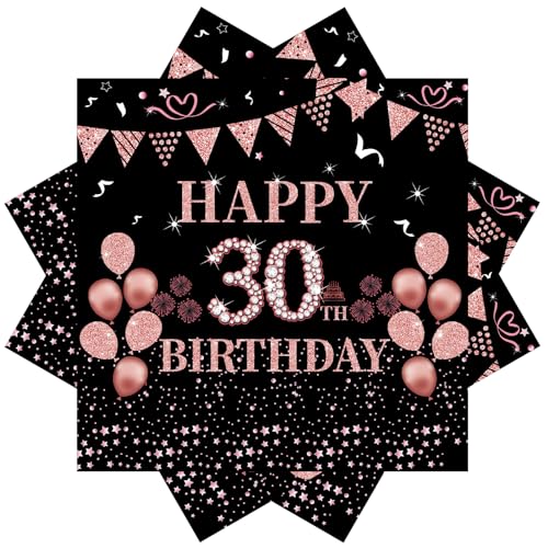 40 Stück Roségold Servietten Geburtstag,30 geburtstag Roségold Papier Party Servietten 33 x 33cm Papierservietten für Mann Frau Mädchen Geburtstag Party Deko von EVYIENEN