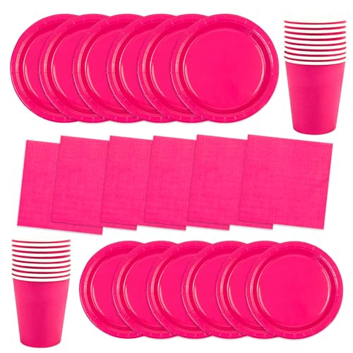 64 Stück Rot Partygeschirr Set,Inklusive Teller Servietten Becher und Dessertteller Geeignet für Kinderpartys, Geburtstage Kinder Dekoration Hochzeiten und Tischdekoration von EVYIENEN