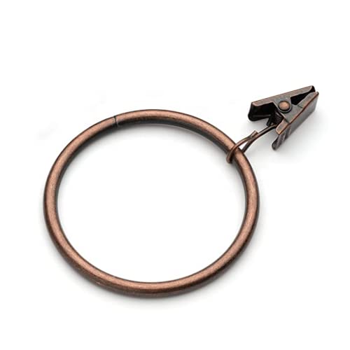 100x EWANTO Vorhangringe Bronze 45 mm Durchmesser Gardinenringe Gardinenhaken Set Metall Ring mit 18 mm Clip Vorhang Ringe mit Clips für Gardinen ohne Löcher oder Ösen Curtain Rings von EWANTO