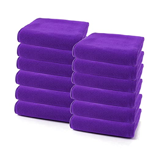 EWANTO 12x Mini Handtuch Gästehandtuch Waschlappen mit Aufhängeschlaufe 30 x 30 cm superweiche Mikrofaser Farbe: Flieder von EWANTO