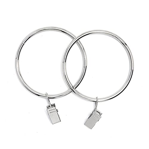 200x EWANTO Vorhangringe Silber glänzend 45 mm Durchmesser Gardinenringe Gardinenhaken Set Metall Ring mit 18 mm Clip Vorhang Ringe mit Clips für Gardinen ohne Löcher oder Ösen Silver Curtain Rings von EWANTO