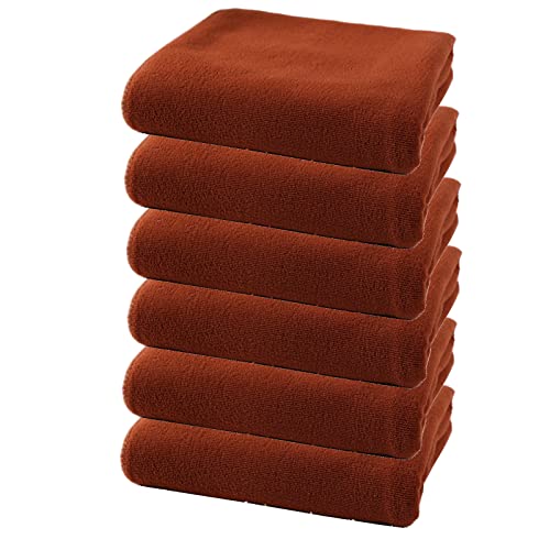 EWANTO 6X Mini Handtuch Gästehandtuch Waschlappen mit Aufhängeschlaufe 30 x 30 cm superweiche Mikrofaser Farbe: Espresso von EWANTO