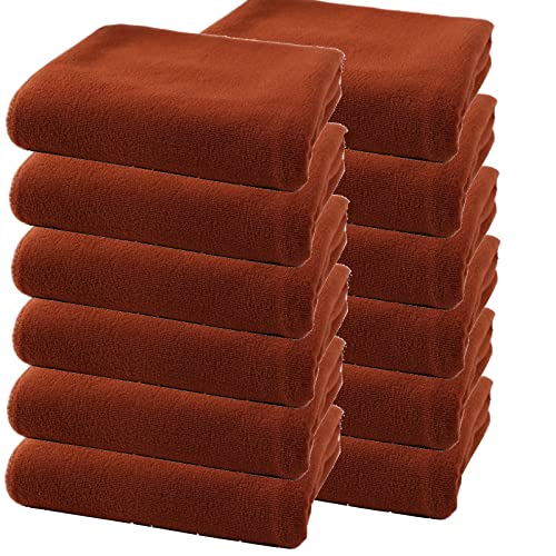 EWANTO Mini Handtuch Gästehandtuch Waschlappen mit Aufhängeschlaufe 30 x 30 cm superweiche Mikrofaser Farbe: Espresso von EWANTO