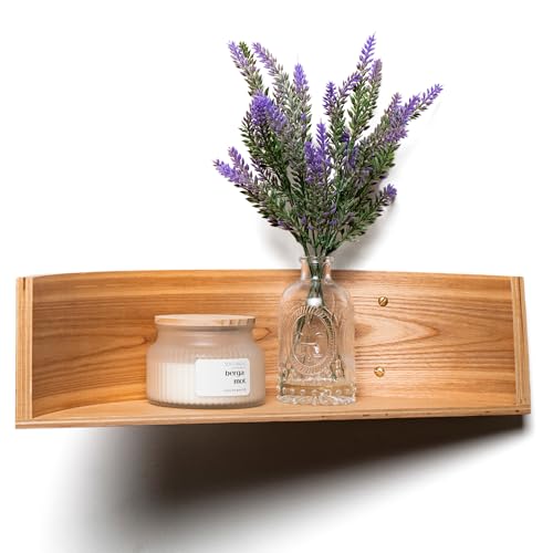 EWART WOODS Schwebendes Wandregal aus Holz, Halbkreis, kleines Kerzenregal, Walnuss-Regal mit goldenen Schrauben, zur Aufbewahrung montiertes Display (Wenge) von EWART WOODS