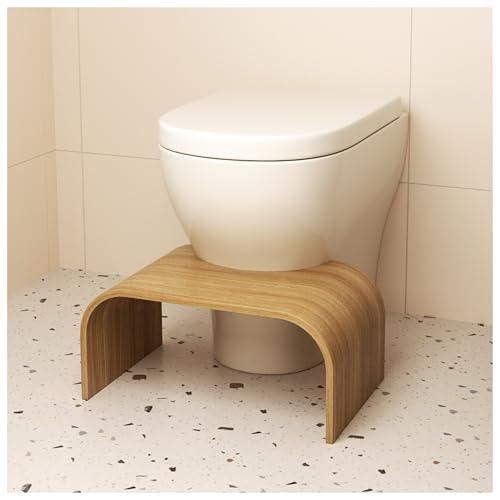 Tritthocker aus Holz, tragbarer Badezimmerhelfer, Kothocker, Trittleiter, Toilettentreppen, Einzelfußhocker Haltungshilfe (Eiche) von EWART WOODS