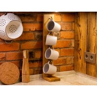 Tassenhalter Ständer Regal Holz Küchenaccessoires Mit Metallhaken Stehset Für 4 Kaffeetassen Tassenhalter Ständer Regal Holz Küchenaccessoires Mit Metallhaken Stehset Für 4 Kaffeetassen von EWARTWOODS