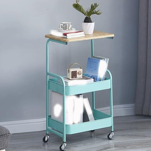 EWDHJK Mehrschichtiger, bodenstehender Lagertischwagen for den Hausgebrauch, mit dicken Rohren und starker Tragfähigkeit. Kompakter platzsparender multifunktionaler Lagerwagen(White) von EWDHJK