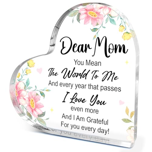 Acryl-Herzschild mit Aufschrift "You Mean the World to Me", Acryl-Schild, bedeutungsvolle Geschenke für Mutter, Muttertag, Geburtstag, Geschenke für Mutter von Tochter und Sohn Acryl-Herzschild mit Aufschrift "You Mean the World to Me", Acryl-Schild, bedeutungsvolle Geschenke für Mutter, Muttertag, Geburtstag, Geschenke für Mutter von Tochter und Sohn von EWDMOUK
