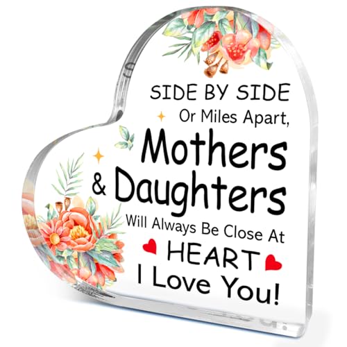 Acryl-Schreibtisch-Dekoration, Aufschrift "Side by Side or Miles Apart", Muttertagsgeschenk für Mutter von Tochter, Geburtstagsgeschenk für Mutter, Dankeschön, Mama, Herz-Acrylschild, Geschenke für Acryl-Schreibtisch-Dekoration, Aufschrift "Side by Side or Miles Apart", Muttertagsgeschenk für Mutter von Tochter, Geburtstagsgeschenk für Mutter, Dankeschön, Mama, Herz-Acrylschild, Geschenke für von EWDMOUK