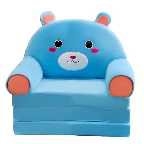 EWFAS Ausklappbares Kindersofa Mini Bärchen Abnehmbarer Bezug Schlafzimmer ohne Liner Spielsofa Kuschelsofa Übernachtungssofa Kinder mit Abnehmbarem Bezug süße Tiere Kindersofa（Ohne Liner Füller） von EWFAS