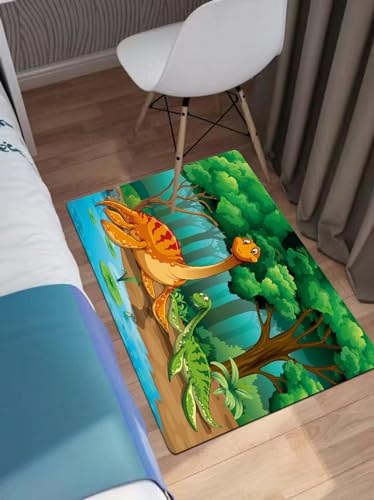 EWFAS Badteppich,Dinosaurier, die in der Dschungelillustration Leben,viele schöne Badematten zur Auswahl Badvor leger sehr weich und rutschfest waschbar und schnelltrocknend40x60cm von EWFAS