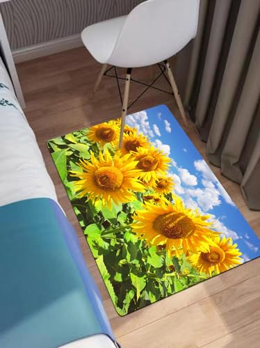 EWFAS Badteppich,Sonnenblumen auf dem landwirtschaftlichen Hintergrund im Sommer,viele schöne Badematten zur Auswahl Badvor leger sehr weich und rutschfest waschbar und schnelltrocknend40x60cm von EWFAS