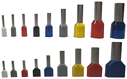 Aderendhülsen 100er Pack 0,5-16 mm² Einzeln oder Twin Industriequalität (2 x 0,5 mm² (Weiß) Twin) von EWH-Shop