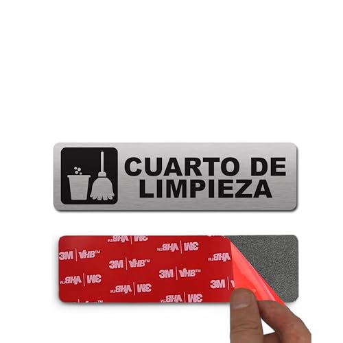 Selbstklebendes Schild | AAA+ Qualität | robuste Lackierung | gebürstetes Aluminium | Superkleber AAA+ | 18 x 5 cm - Dicke 0,8 mm (Reinigungsmittel) von EWIG