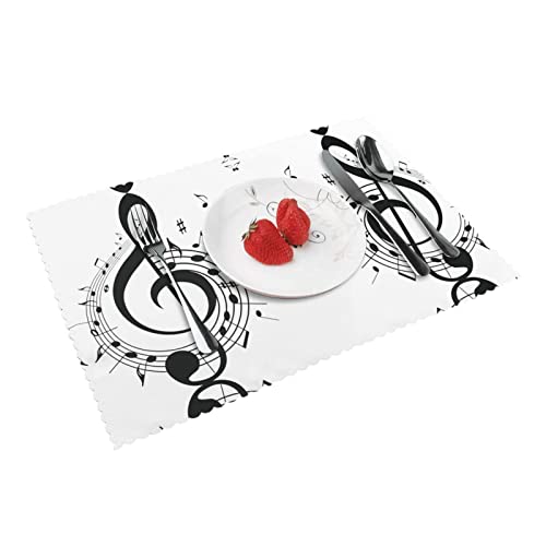 Musik-Symbol-Tischsets für den Esstisch, 4er-Set: leicht zu reinigen, hitzebeständig, wasserdicht, abwischbar, 45,7 x 30,5 cm. von EWMAR